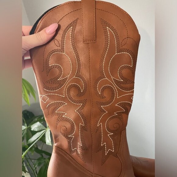 Brown cowboy boots embroidered heeled boots - Picture 5 of 6